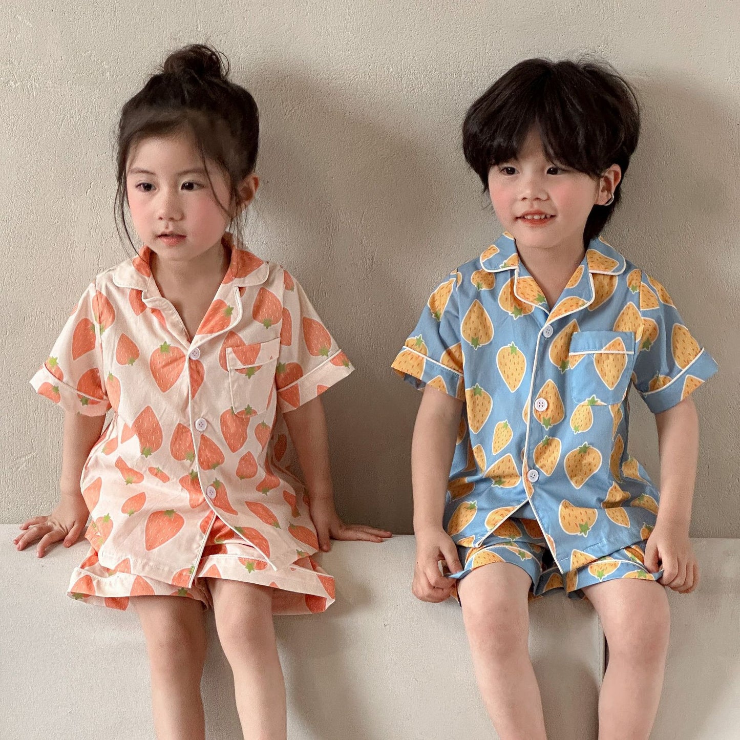 Siblings Cotton Comfortable Short-Sleeve Pajamas