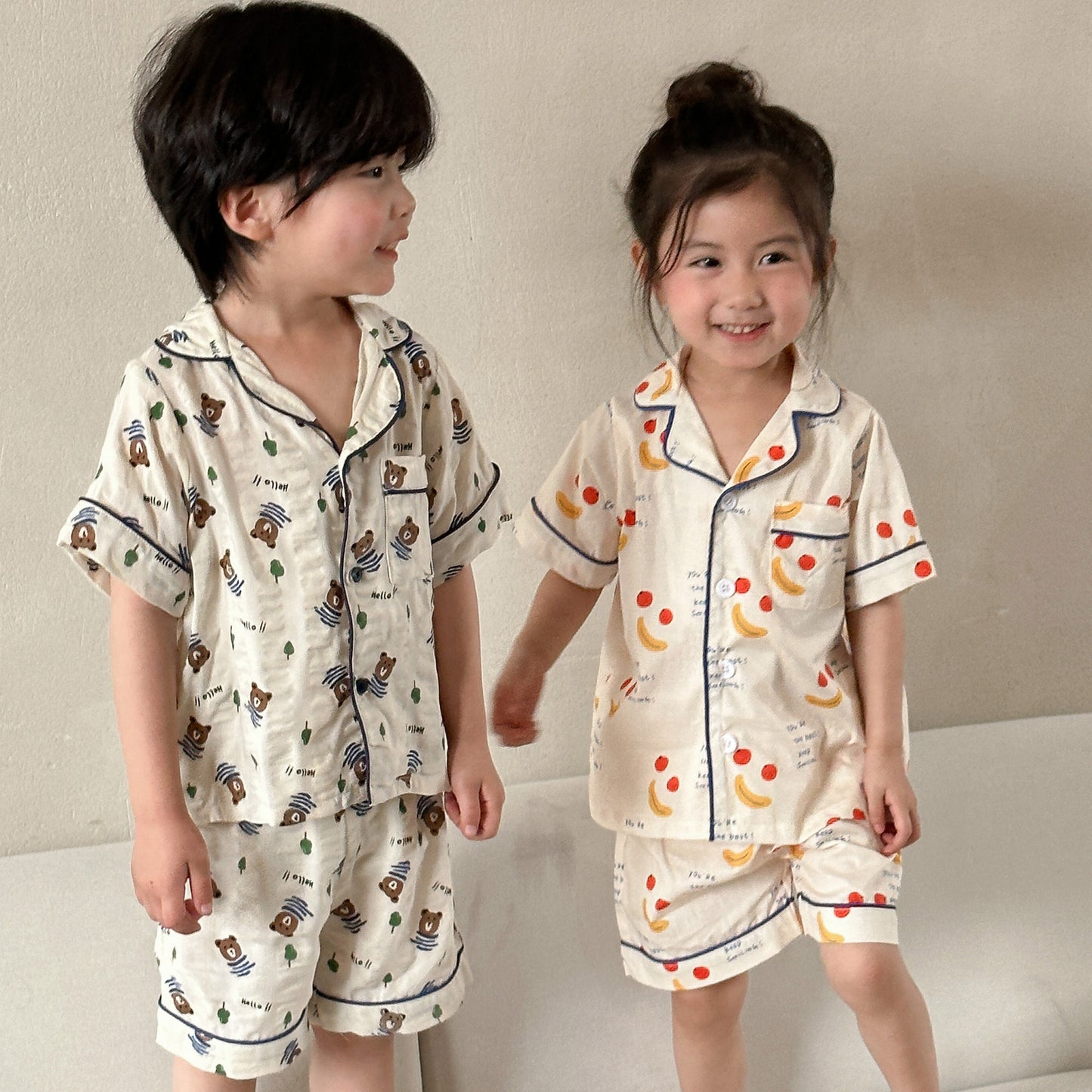 Siblings Comfortable Cotton Summer Short-Sleeved Pajamas