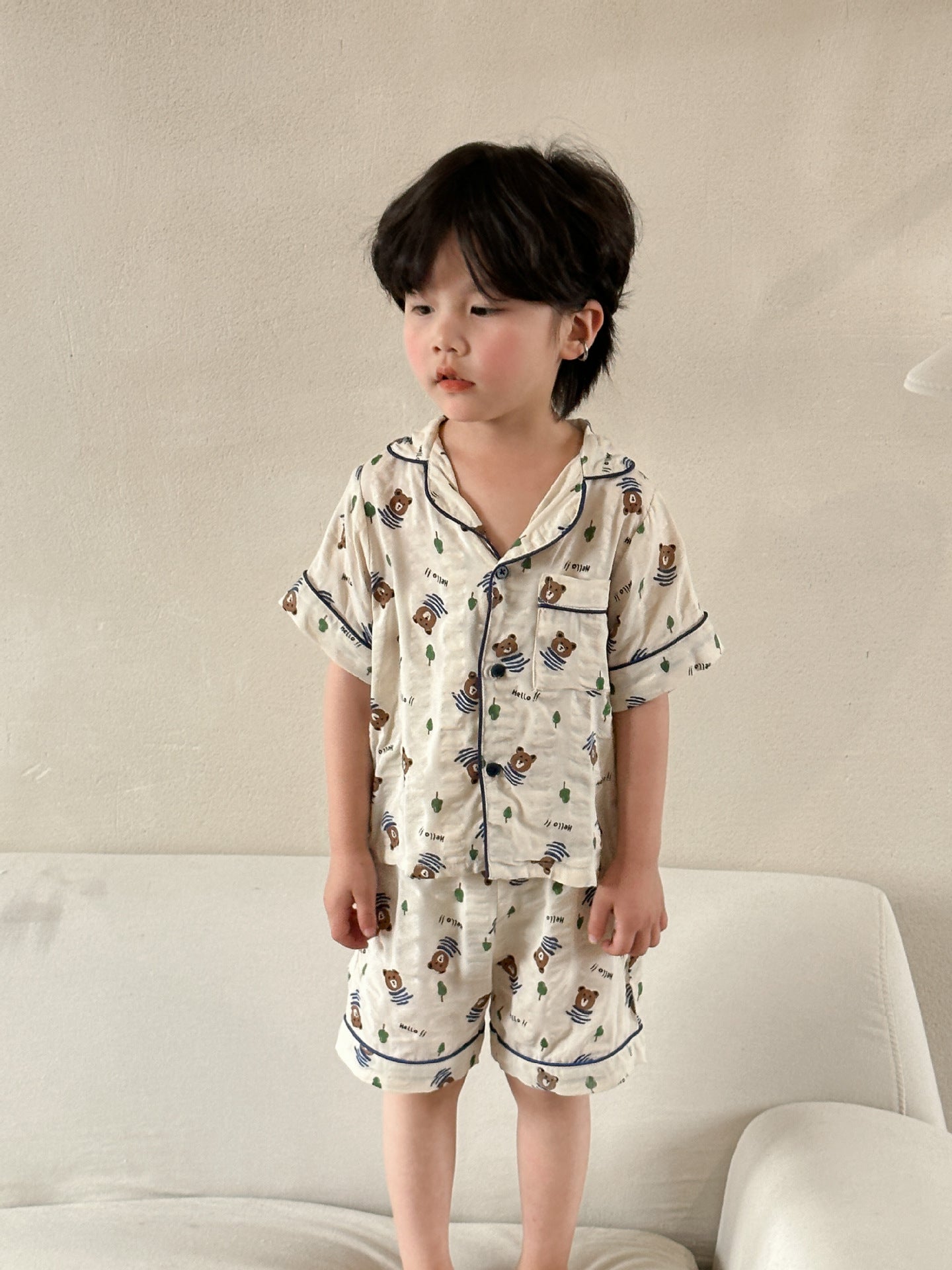 Siblings Comfortable Cotton Summer Short-Sleeved Pajamas