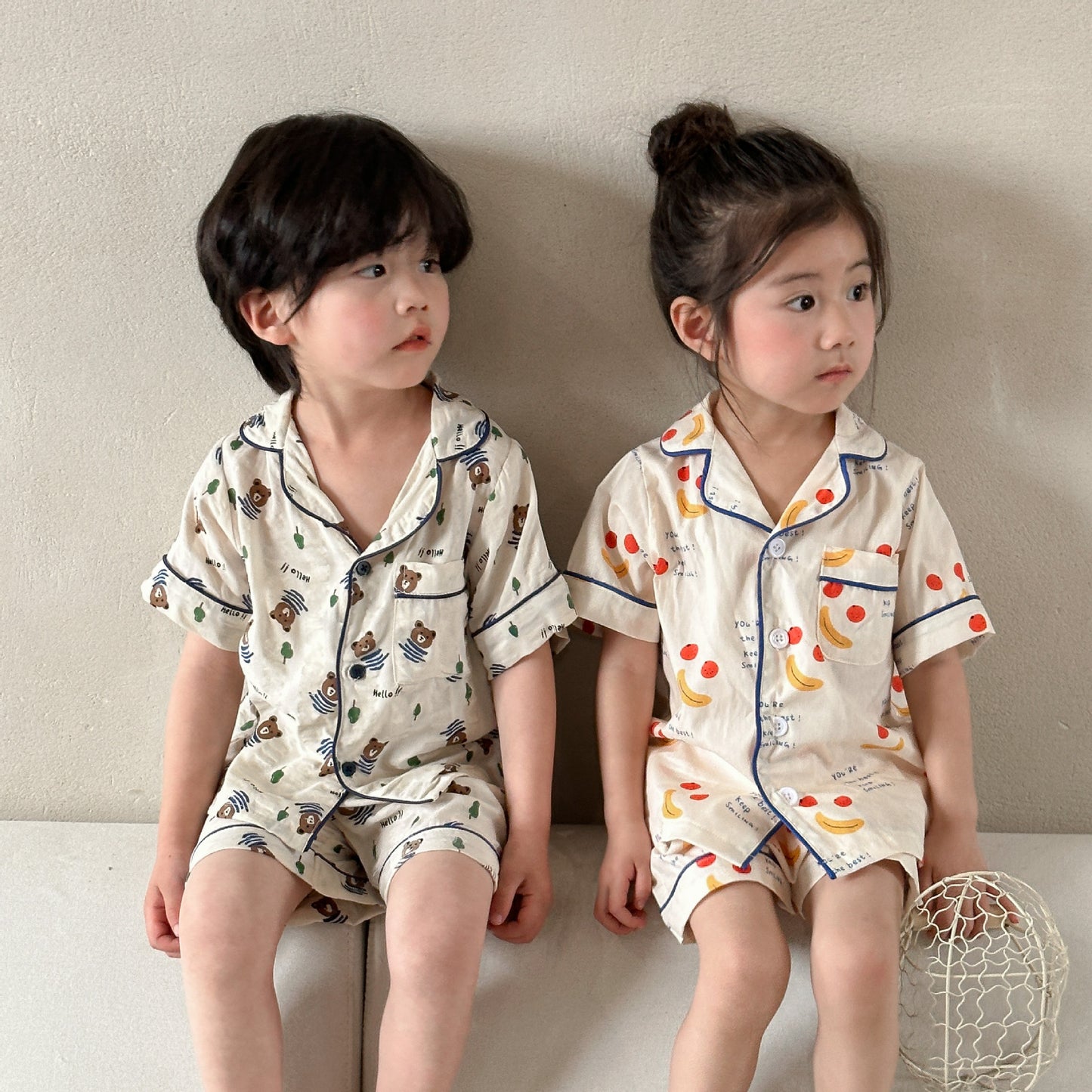 Siblings Comfortable Cotton Summer Short-Sleeved Pajamas