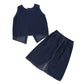 Siblings Denim Vest Shorts Sets// Denim Vest Skirt Sets