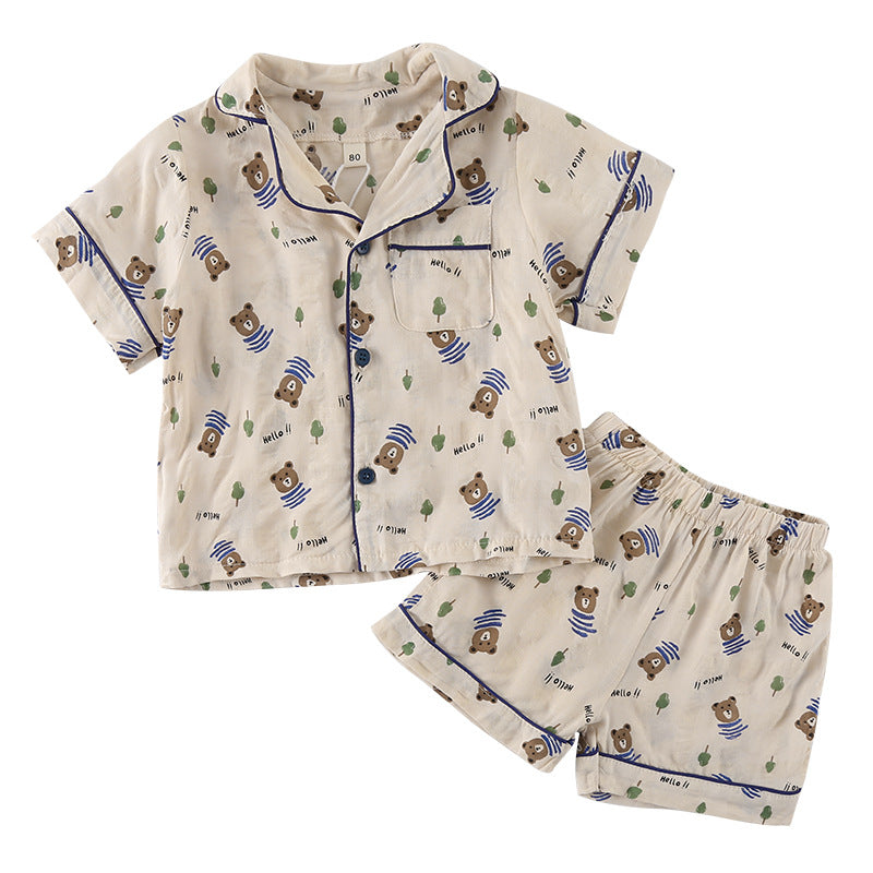 Siblings Comfortable Cotton Summer Short-Sleeved Pajamas