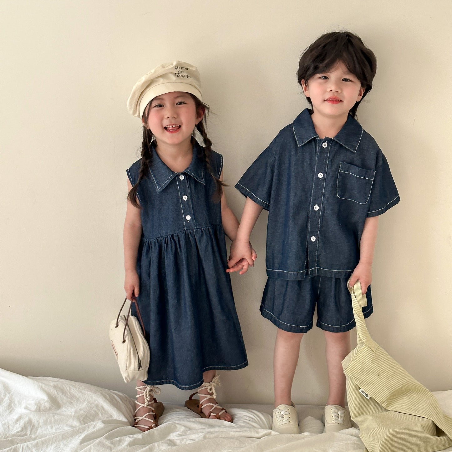 Siblings Summer Denim Suit Sets// Summer Denim Dress