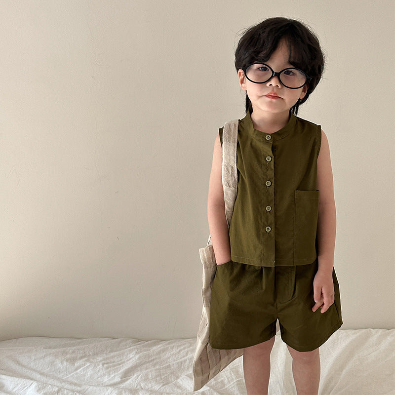 Siblings Green Summer Sleeveless Set